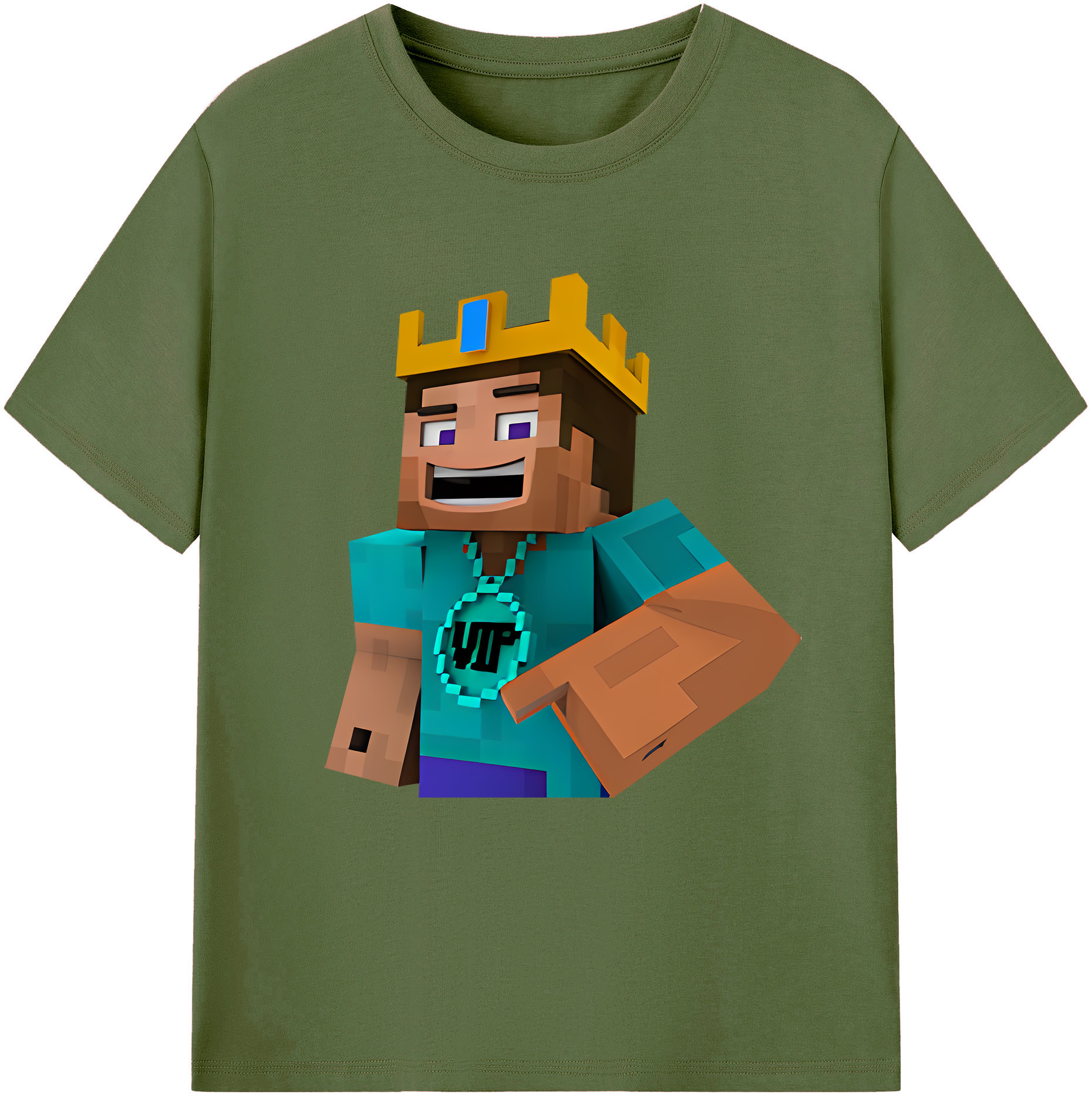 （画像用） マインクラフト ブロックの世界 Minecraft MC Block world 綿100％半袖Tシャツ（フロントプリント）